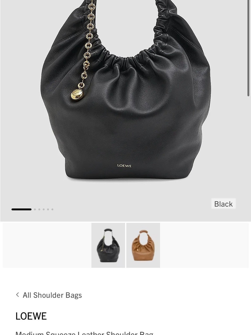 Loewe Squeeze Leather Hobo Bag. Extension Chain included.